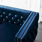 Square Arm Velvet Loveseat with Jeweled buttons and 2 Pillows