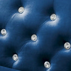 Square Arm Velvet Loveseat with Jeweled buttons and 2 Pillows