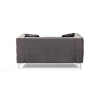 Square Arm Velvet Loveseat with Jeweled buttons and 2 Pillows