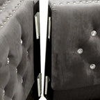 Square Arm Velvet Loveseat with Jeweled buttons and 2 Pillows