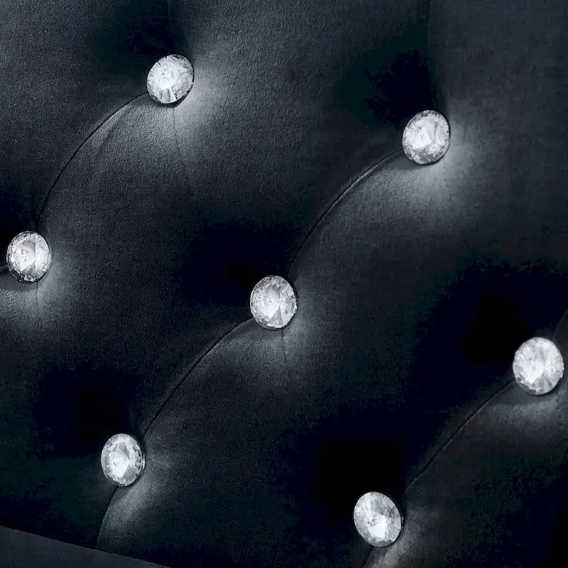 Square Arm Velvet Loveseat with Jeweled buttons and 2 Pillows