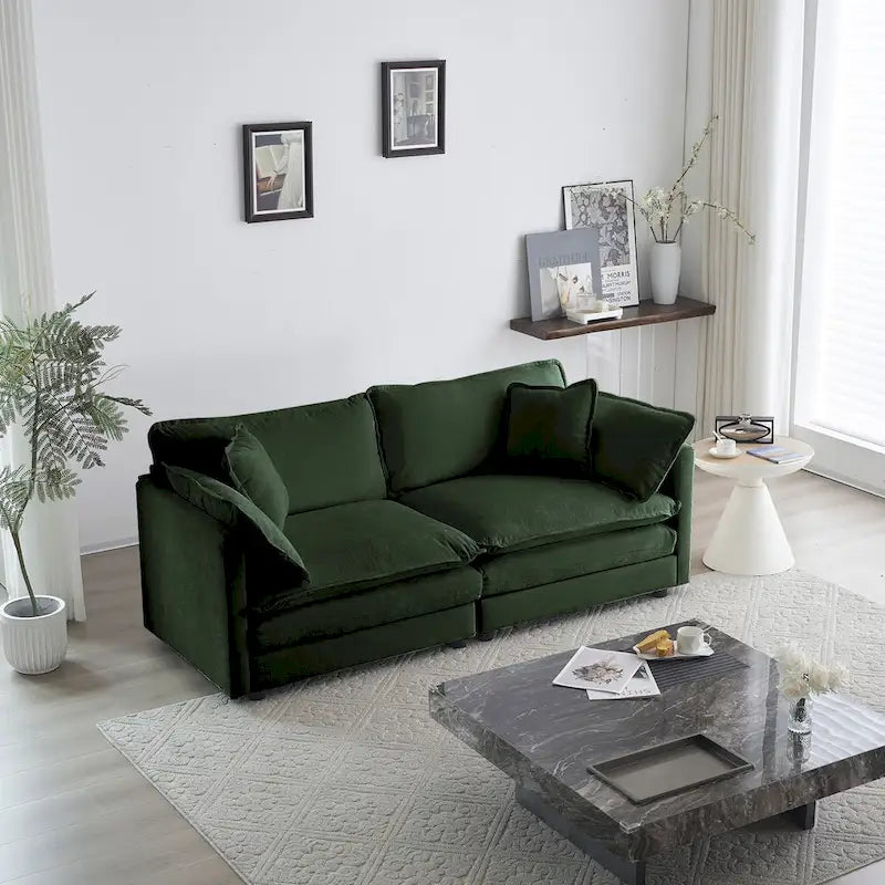 3 Piece Chenille Sofa Set with Arm Pillows and Toss Pillows, Include 2- Piece Armchairs and One 2-seat Sofa