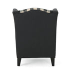 28  High-Back Upholstered Club Chair with Birch Legs