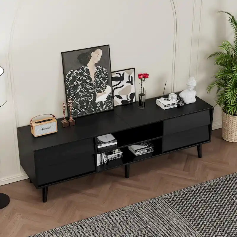 63  Vintage TV Stand with Shelves & Drawers for 60  TVs