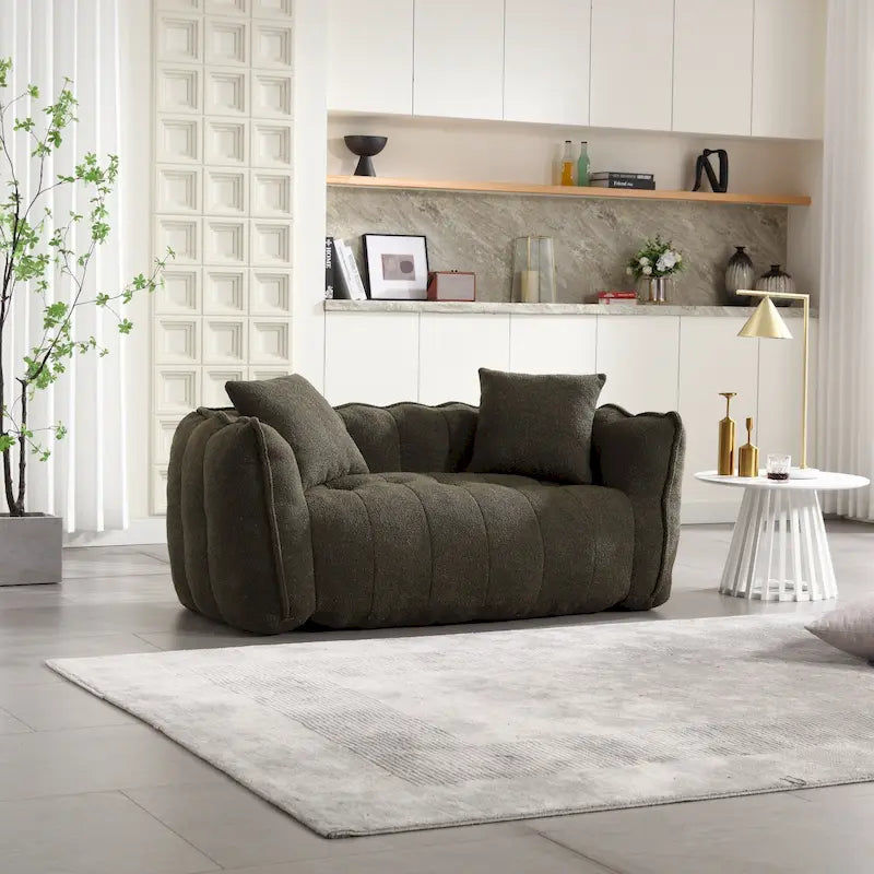 Modern 65.1  Chenille Tufted Loveseat Accent Chair with High-Resilience Foam