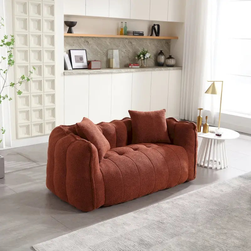 Modern 65.1  Chenille Tufted Loveseat Accent Chair with High-Resilience Foam