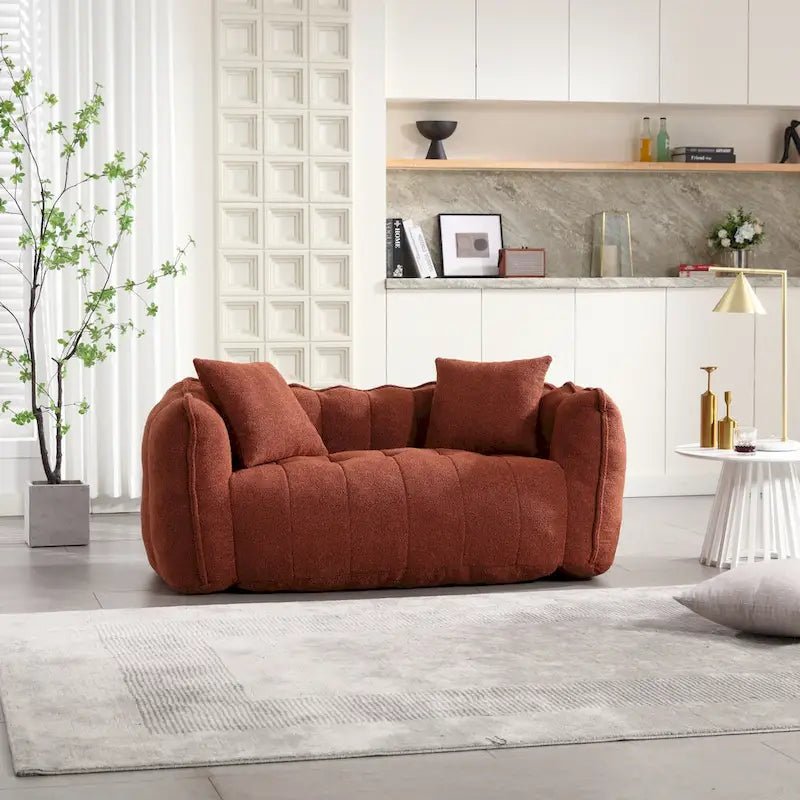 Modern 65.1  Chenille Tufted Loveseat Accent Chair with High-Resilience Foam