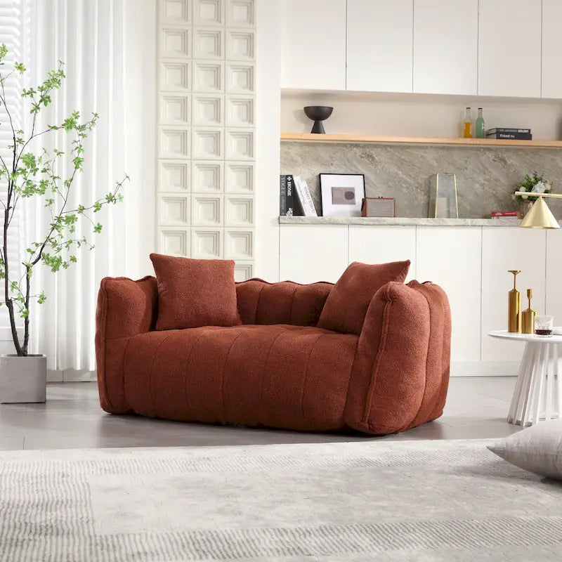 Modern 65.1  Chenille Tufted Loveseat Accent Chair with High-Resilience Foam