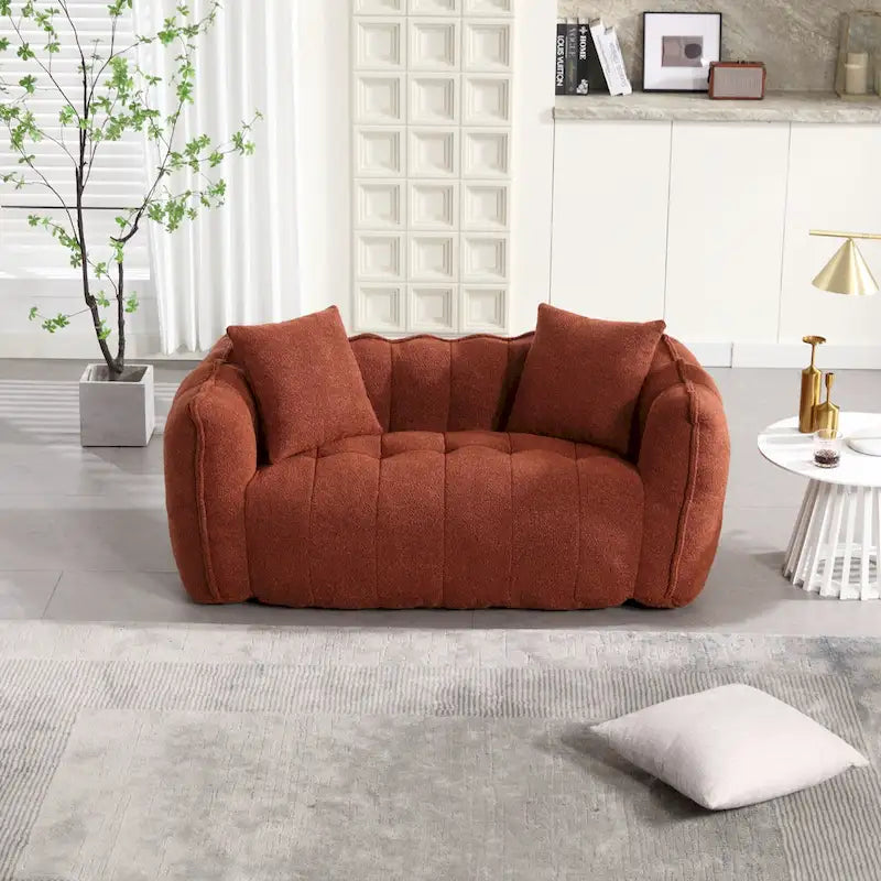 Modern 65.1  Chenille Tufted Loveseat Accent Chair with High-Resilience Foam