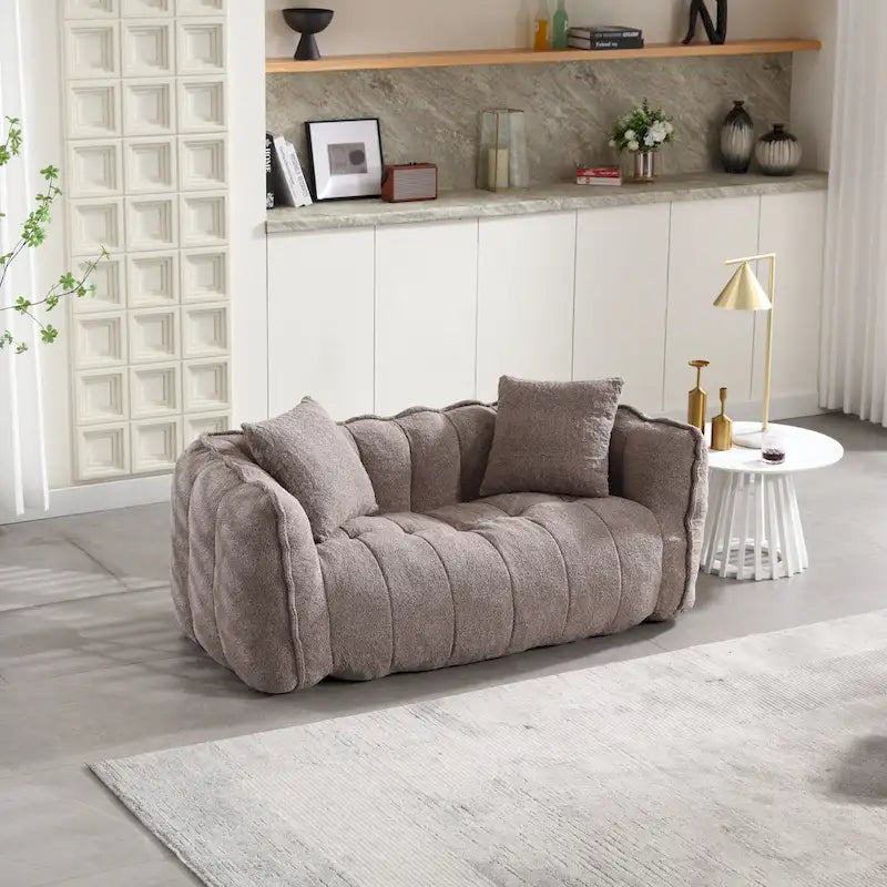 Modern 65.1  Chenille Tufted Loveseat Accent Chair with High-Resilience Foam