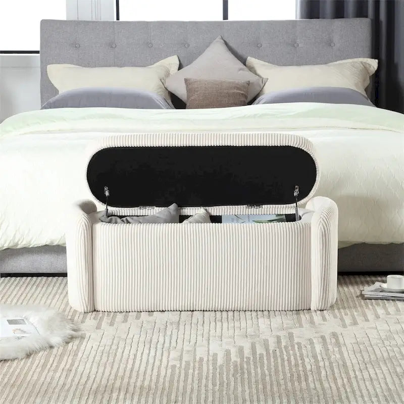 Storage Ottoman,Bedroom End Bench,Upholstered Fabric Storage Ottoman