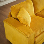 Yellow 118.1  Luxurious U-Shaped 6-Seat Sectional Sofa with Ottoman and 3 Throw Pillows in Durable Corduroy