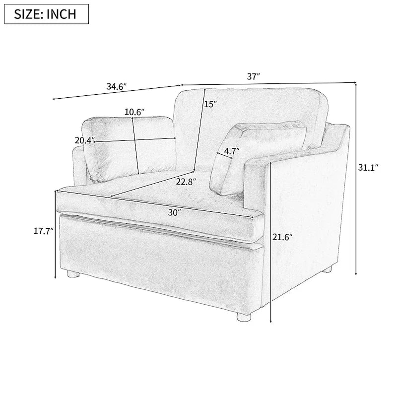 Mirod Oversized Accent Chair - Comfortable Armrest Cushions, Versatile Neutral Style, Elegant Design, Durable Frame