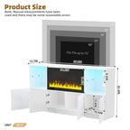 TV Stand with 34.2  Non-heating Electric Fireplace,Entertainment Center with LED Light,Tempered Glass Shelves for TVs up to 75