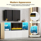 TV Stand with 34.2  Non-heating Electric Fireplace,Entertainment Center with LED Light,Tempered Glass Shelves for TVs up to 75