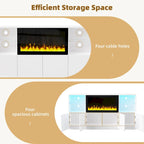TV Stand with 34.2  Non-heating Electric Fireplace,Entertainment Center with LED Light,Tempered Glass Shelves for TVs up to 75