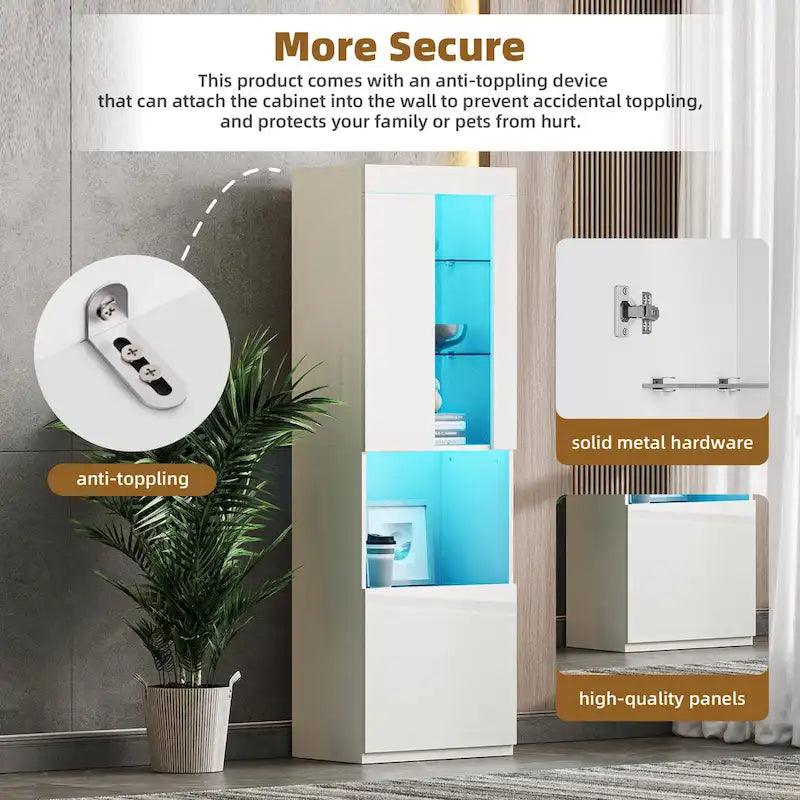 TV Stand with 34.2  Non-heating Electric Fireplace,Entertainment Center with LED Light,Tempered Glass Shelves for TVs up to 75