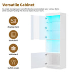 TV Stand with 34.2  Non-heating Electric Fireplace,Entertainment Center with LED Light,Tempered Glass Shelves for TVs up to 75