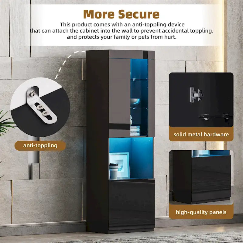 TV Stand with 34.2  Non-heating Electric Fireplace,Entertainment Center with LED Light,Tempered Glass Shelves for TVs up to 75