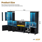 TV Stand with 34.2  Non-heating Electric Fireplace,Entertainment Center with LED Light,Tempered Glass Shelves for TVs up to 75