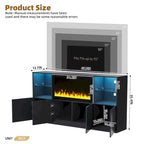 TV Stand with 34.2  Non-heating Electric Fireplace,Entertainment Center with LED Light,Tempered Glass Shelves for TVs up to 75