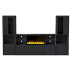 TV Stand with 34.2  Non-heating Electric Fireplace,Entertainment Center with LED Light,Tempered Glass Shelves for TVs up to 75