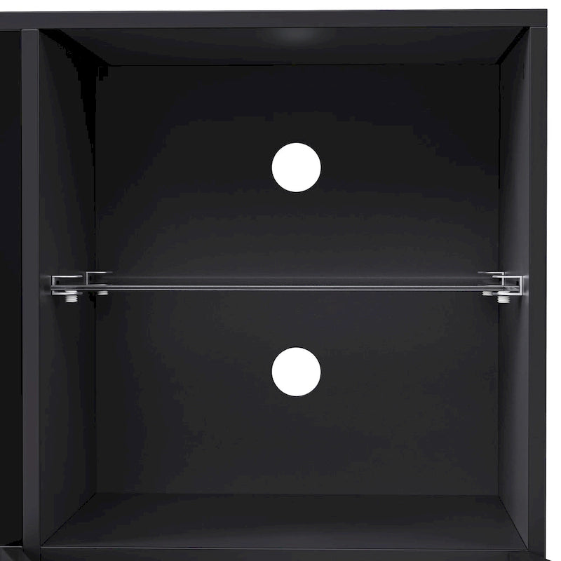 TV Stand with 34.2  Non-heating Electric Fireplace,Entertainment Center with LED Light,Tempered Glass Shelves for TVs up to 75