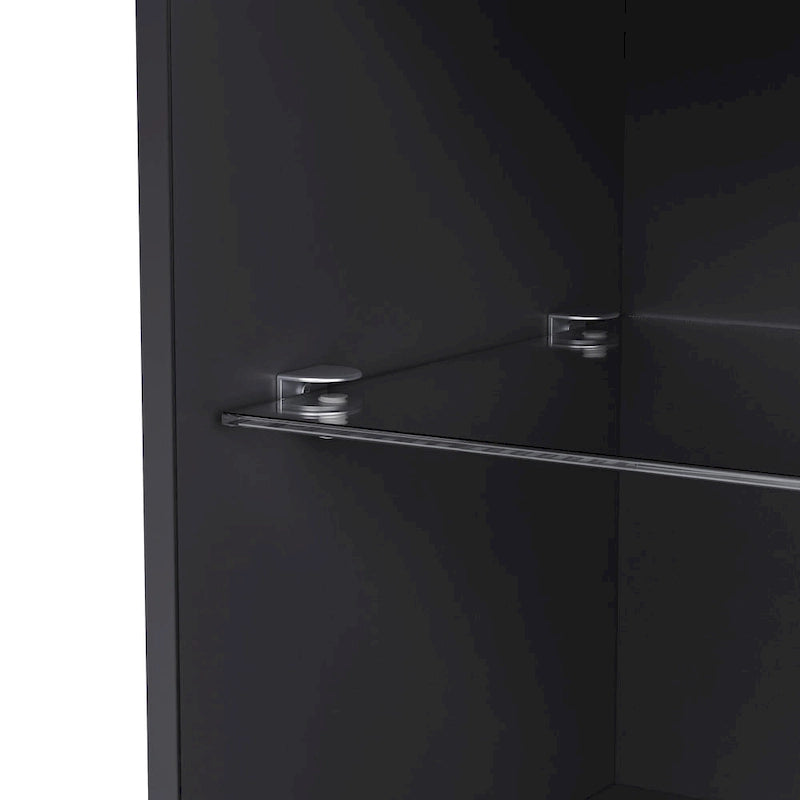 TV Stand with 34.2  Non-heating Electric Fireplace,Entertainment Center with LED Light,Tempered Glass Shelves for TVs up to 75