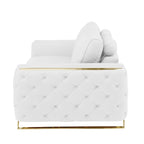 HomeRoots 72  White And Gold Genuine Leather Loveseat