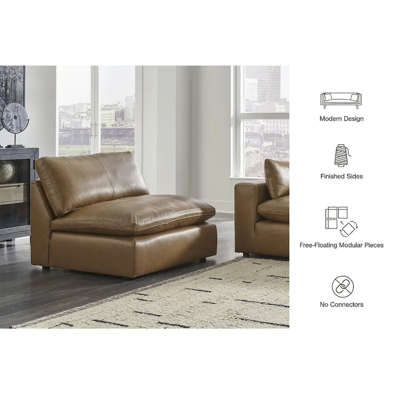 Signature Design by Ashley Emilia Medium Brown 6-Piece Sectional - 170 W x 130 D x 36 H