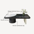 51  Modern Wood Coffee Table,Retangular Black Living Room Table