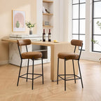 27  Modern Counter Stools Set of 2, Leather Bar Stools with Back & Pedals & Metal Legs