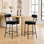 27  Modern Counter Stools Set of 2, Leather Bar Stools with Back & Pedals & Metal Legs