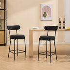 27  Modern Counter Stools Set of 2, Leather Bar Stools with Back & Pedals & Metal Legs