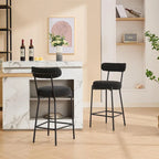 27  Modern Counter Stools Set of 2, Leather Bar Stools with Back & Pedals & Metal Legs