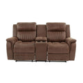 Contemporary Manual Motion Loveseat W Console 1Pc Couch Living Room Furniture Dark Coffee Breathable Leatherette