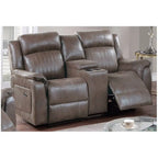 Contemporary Manual Motion Loveseat W Console 1Pc Couch Living Room Furniture Dark Coffee Breathable Leatherette