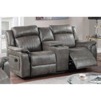 Contemporary Manual Motion Loveseat W Console 1Pc Couch Living Room Furniture Dark Coffee Breathable Leatherette