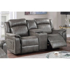 Contemporary Manual Motion Loveseat W Console 1Pc Couch Living Room Furniture Dark Coffee Breathable Leatherette