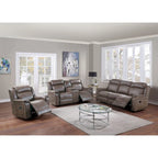 Contemporary Manual Motion Loveseat W Console 1Pc Couch Living Room Furniture Dark Coffee Breathable Leatherette