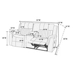 Contemporary Manual Motion Loveseat W Console 1Pc Couch Living Room Furniture Dark Coffee Breathable Leatherette