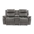 Contemporary Manual Motion Loveseat W Console 1Pc Couch Living Room Furniture Dark Coffee Breathable Leatherette