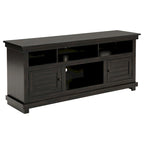 Ayne TV Stand Media Cabinet, 2 Doors and 4 Shelves, Black Wood 60 Inch