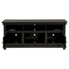 Ayne TV Stand Media Cabinet, 2 Doors and 4 Shelves, Black Wood 60 Inch