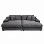 Liny 2pc Sectional Sofa Daybed Set, 4 Throw Pillows, Dark Gray Velvet