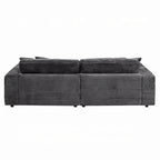 Liny 2pc Sectional Sofa Daybed Set, 4 Throw Pillows, Dark Gray Velvet