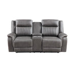 Viann Dual Manual Recliner Loveseat, Cupholder Console, Gray 76 Inch
