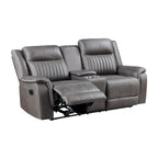 Viann Dual Manual Recliner Loveseat, Cupholder Console, Gray 76 Inch