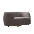 Srey Loveseat, 64 Inch, Charcoal Gray Boucle, Curved Kidney Shape
