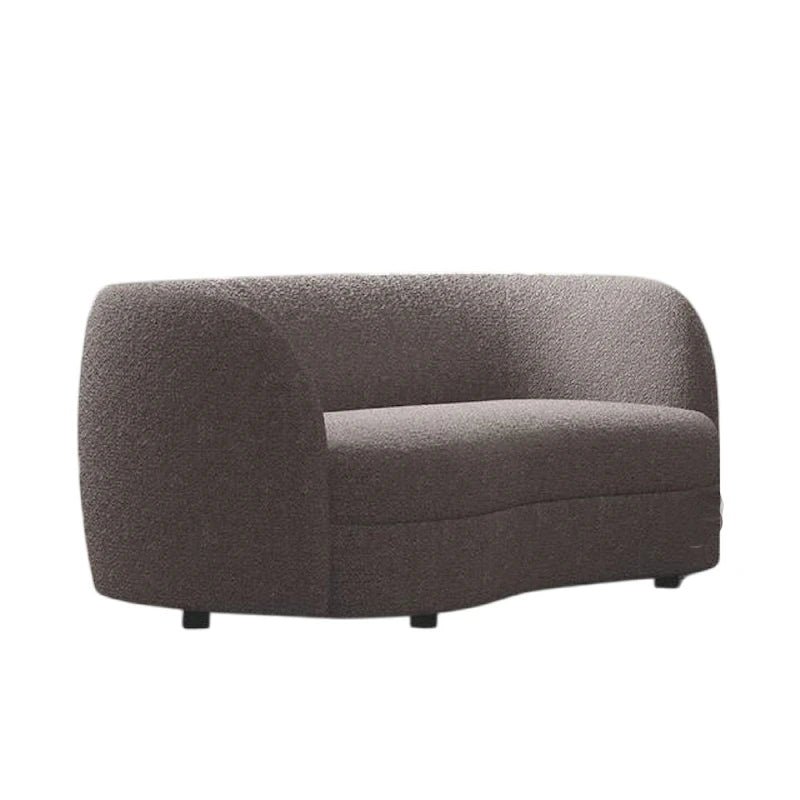 Srey Loveseat, 64 Inch, Charcoal Gray Boucle, Curved Kidney Shape